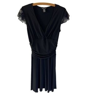 Vtg Y2K Moda International Black Sheer Whimsigoth Vamp Victorian Dress‎ Women M